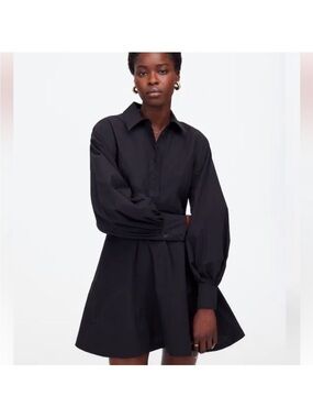Madewell Seamed Long-Sleeve Mini Shirtdress in Poplin size 4